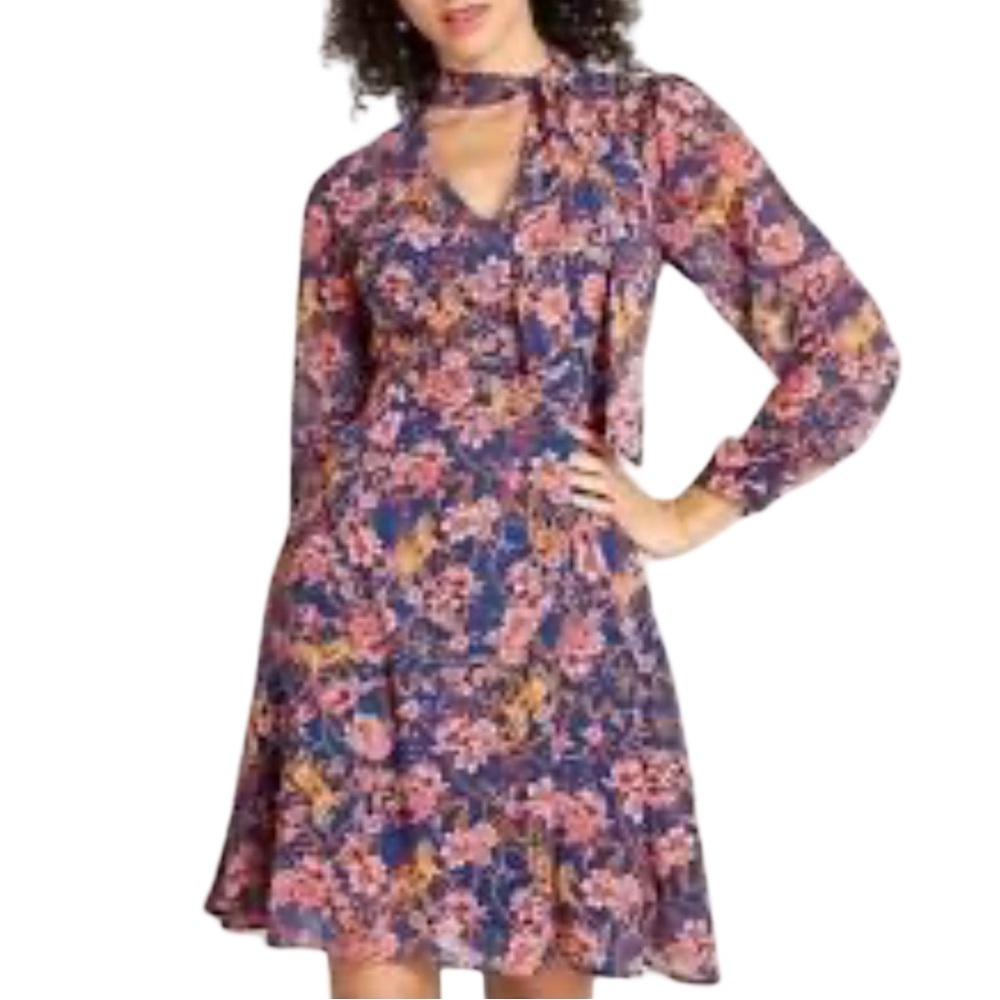 ModCloth Floral & Horse Print Fit & Flare Midi Dress V-Neck with Tie